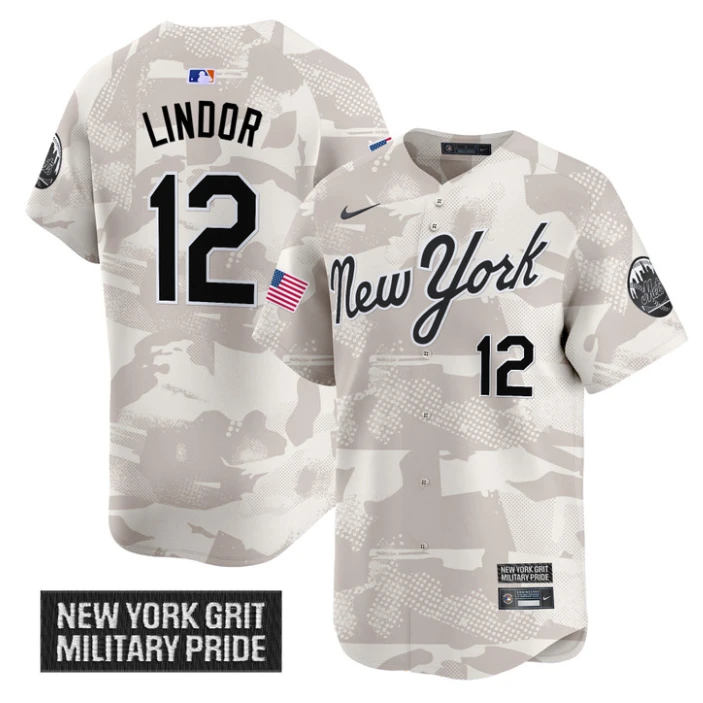 Francisco Lindor Jersey #12 New York Mets 2025 Armed Forces Day Vapor Stitched Camo by My Store