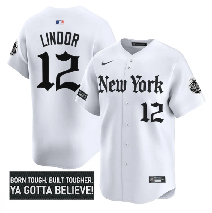 Francisco Lindor Jersey #12 New York Mets Gothic Borough Edition Stitched White by My Store