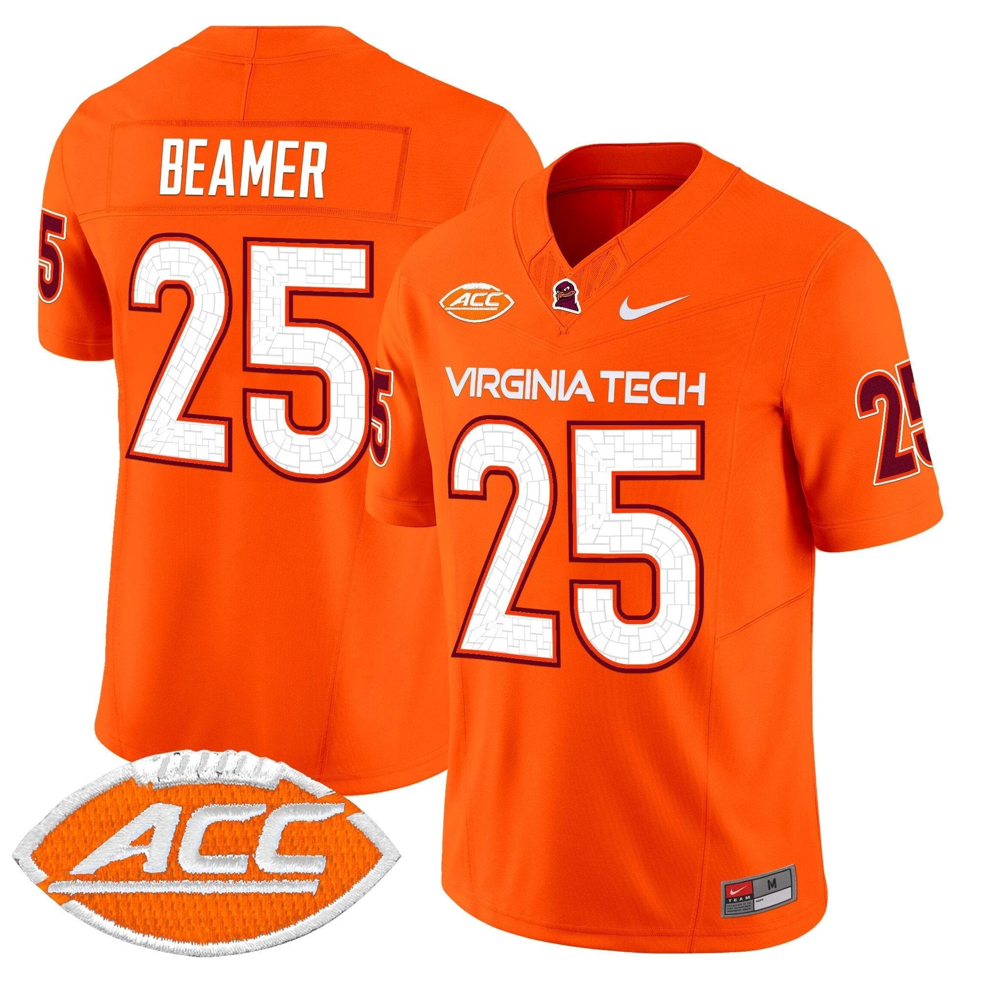 Frank Beamer Jersey #25 Virginia Tech Hokies 2025 Stitched Orange by NCAA Football Jersey