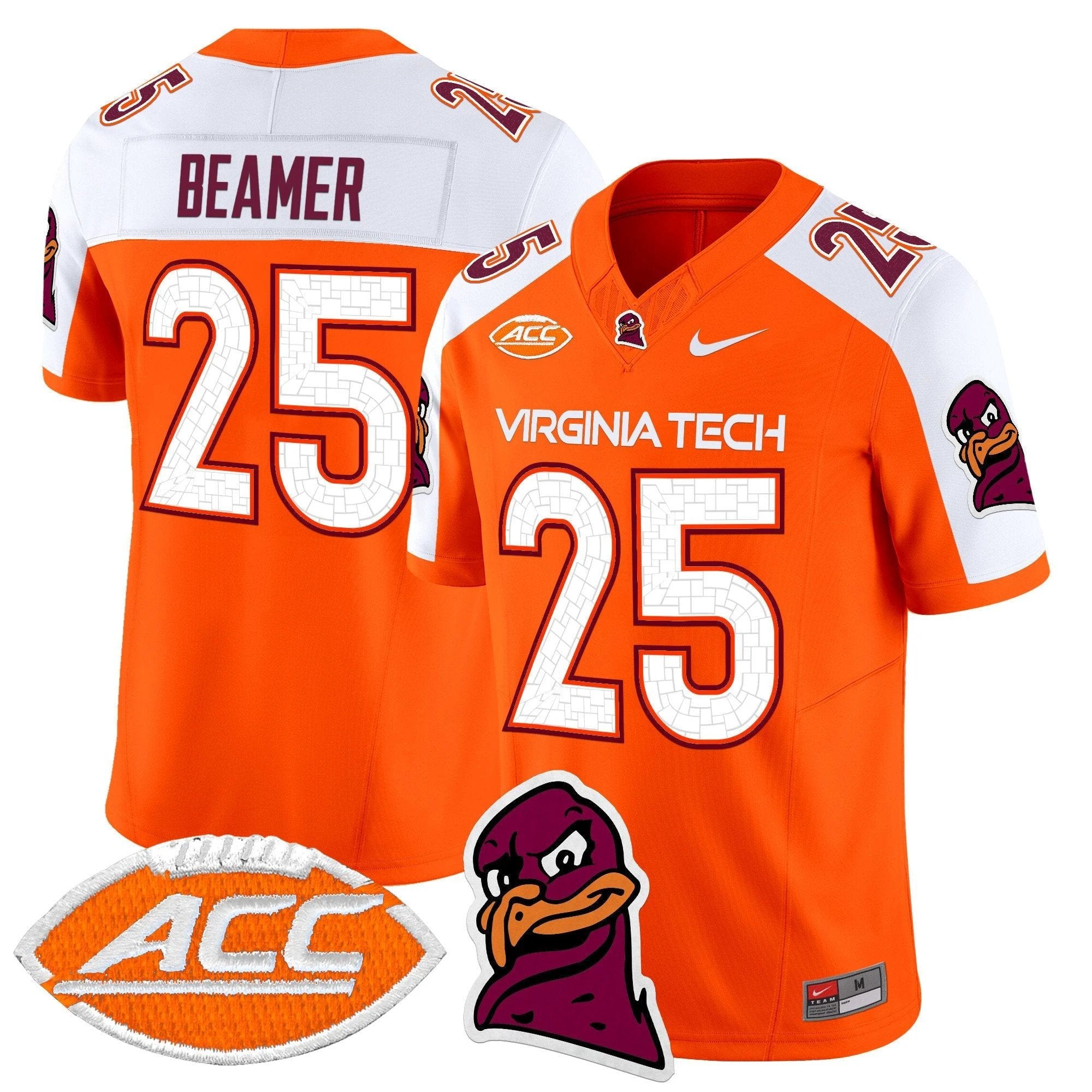 Frank Beamer Jersey #25 Virginia Tech Hokies 2025 Stitched Orange Alternate by NCAA Football Jersey