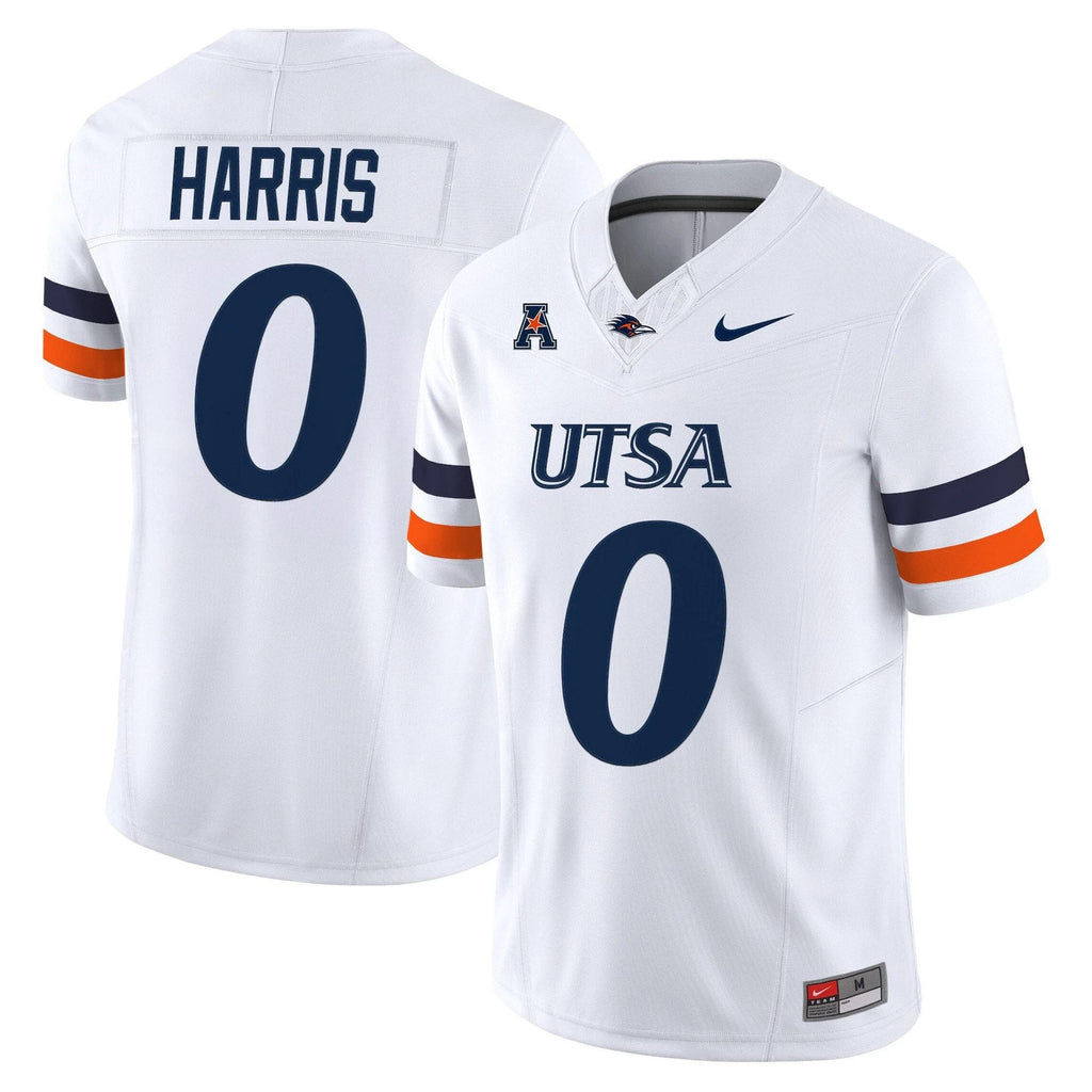 Frank Harris Jersey #0 UTSA Roadrunners 2025 Vapor Limited Stitched White by My Store
