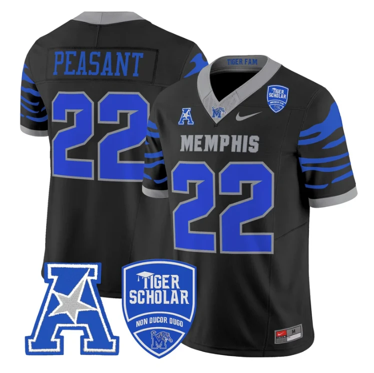 Frank Peasant Jersey #22 Memphis Tigers 2025 Vapor Limited Stitched Black by My Store NCAA Football Jerseys
