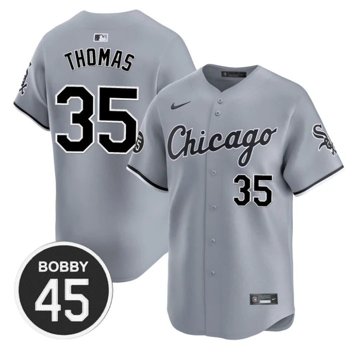 Frank Thomas Jersey #35 Chicago White Sox Bobby Jenks Stitched Gray Road by My Store