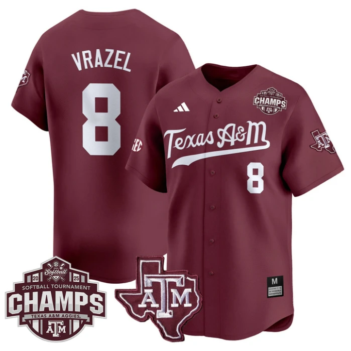 Frankie Vrazel Jersey #8 Texas A&M Aggies 2025 SEC Champions Patch Limited Stitched Maroon by My Store