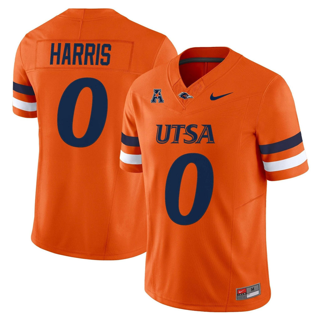 Frank Harris Jersey #0 UTSA Roadrunners 2025 Vapor Limited Stitched Orange by My Store