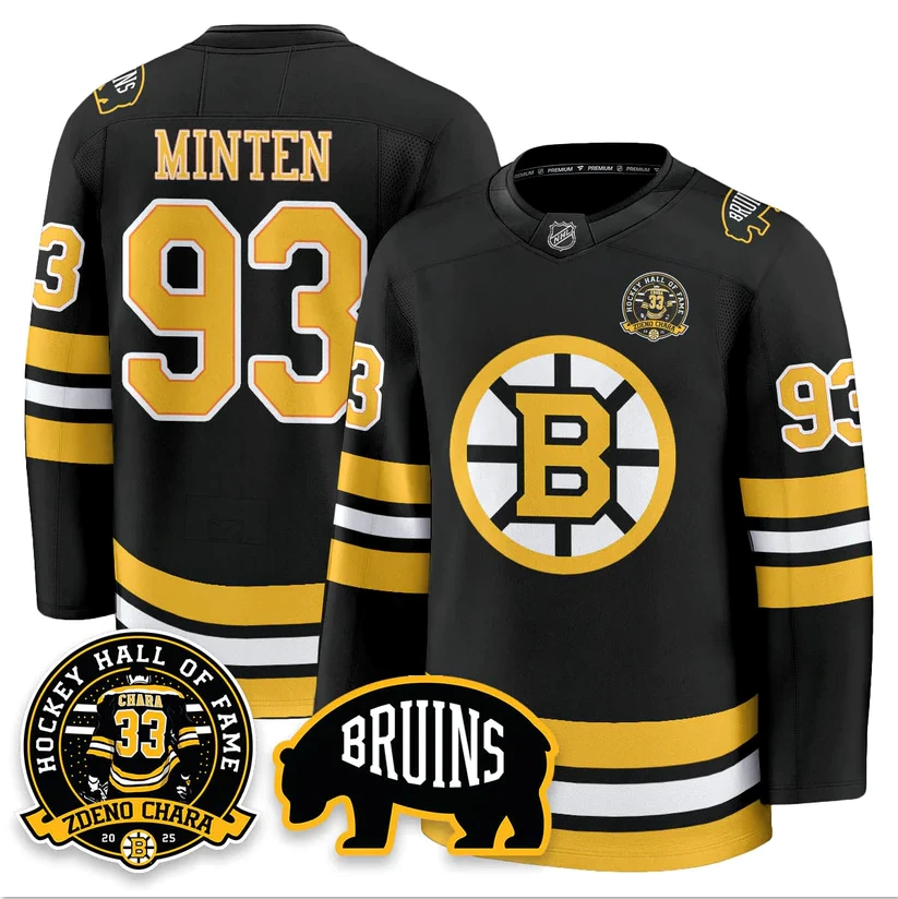 Fraser Minten Jersey #93 Boston Bruins Premium Zdeno Chara HOF Stitched by Hockey David