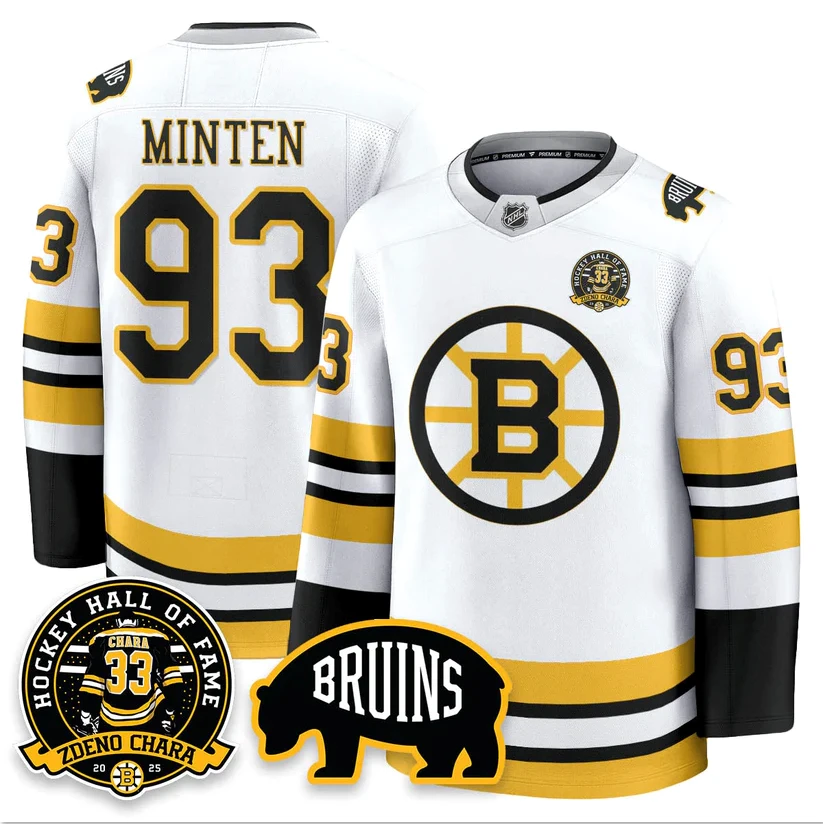 Fraser Minten Jersey #93 Boston Bruins Premium Zdeno Chara HOF Stitched by Hockey David