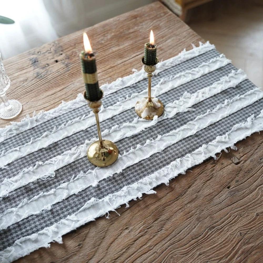 Frayed Fabric Strips Table Runner by Casa & Beyond