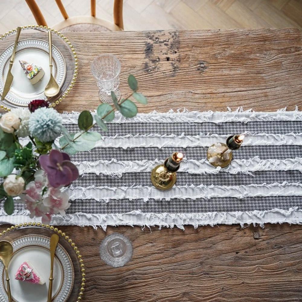 Frayed Fabric Strips Table Runner by Casa & Beyond