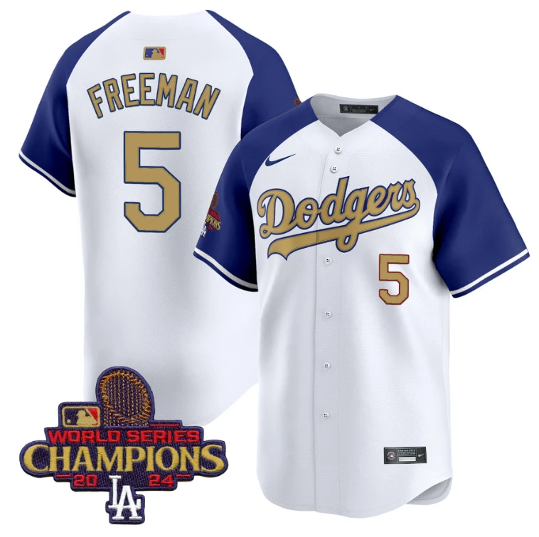 Freddie Freeman Jersey #5 Dodgers 2025 Gold Vapor Premier Stitched Alternate by My Store