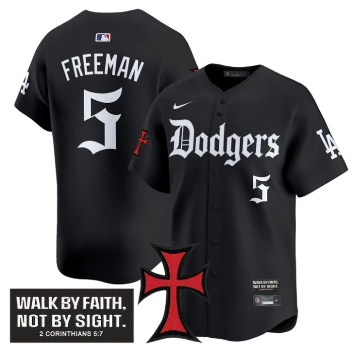 Freddie Freeman Jersey #5 Dodgers Faith Glory Edition Vapor Premier Limited Stitched Black by My Store