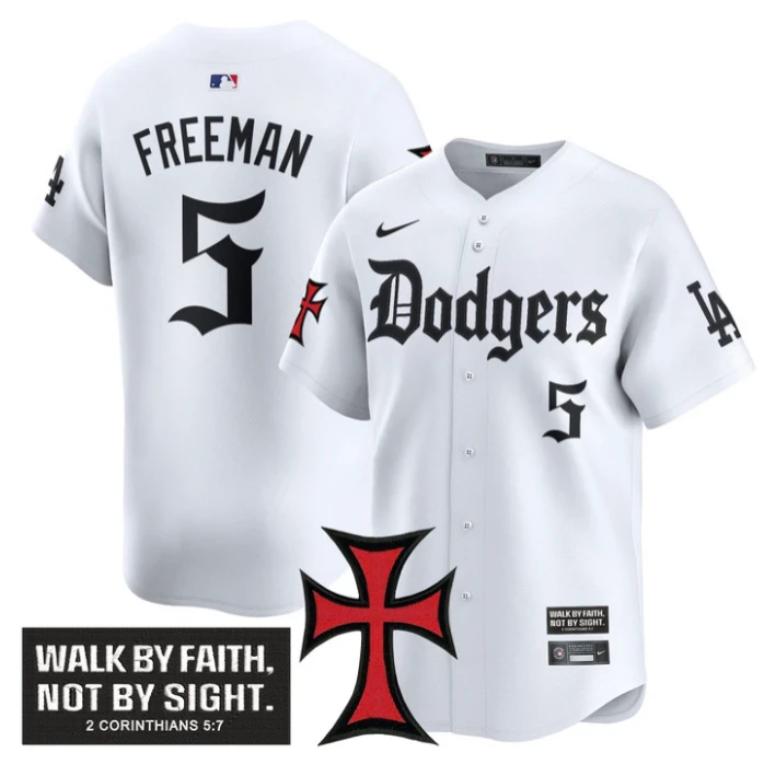 Freddie Freeman Jersey #5 Dodgers Faith Glory Edition Vapor Premier Limited Stitched White by My Store