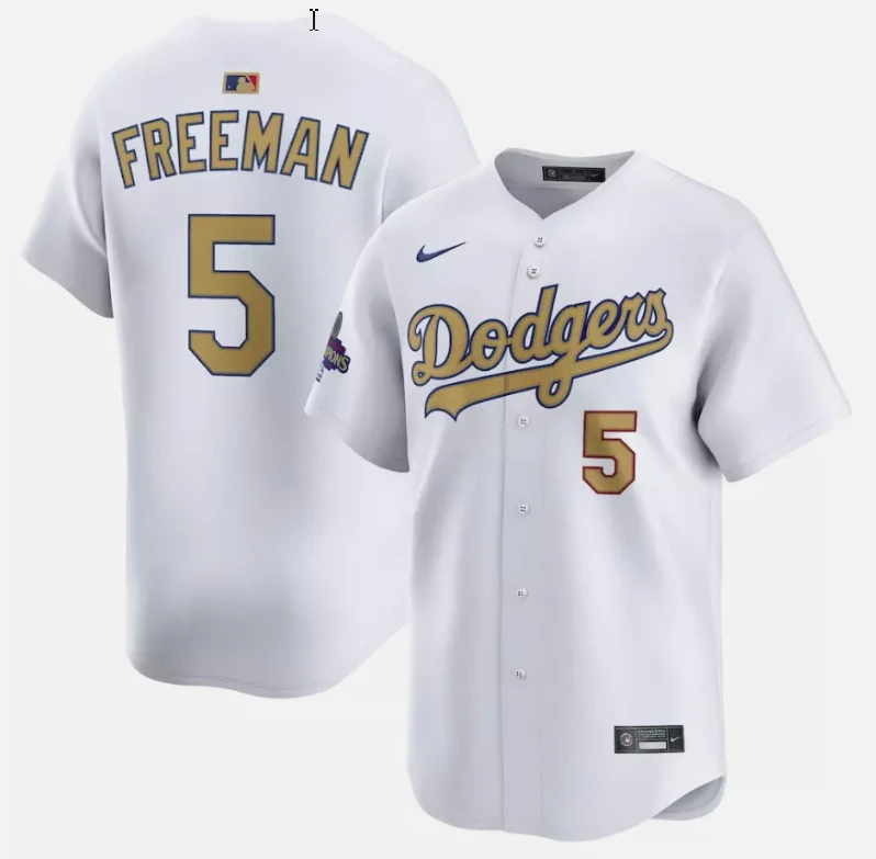 Freddie Freeman Jersey #5 Dodgers White 2025 Gold Collection Limited Stitched by My Store