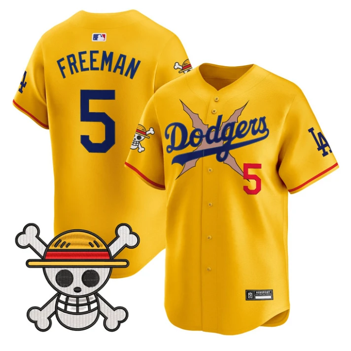 Freddie Freeman Jersey #5 Los Angeles Dodgers One Piece 2025 Stitched Gold by My Store