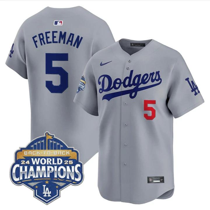 Freddie Freeman Jersey #5 Dodgers 2025 Back-To-Back Champions Stitched by My Store