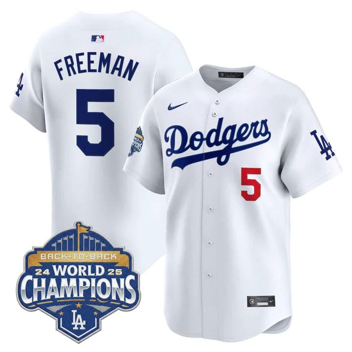 Freddie Freeman Jersey #5 Dodgers 2025 Back-To-Back Champions Stitched by My Store