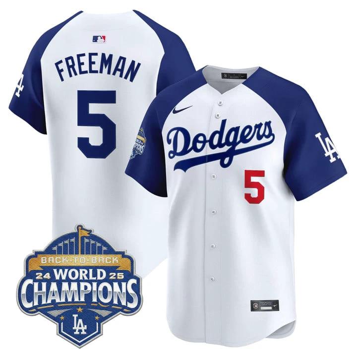 Freddie Freeman Jersey #5 Dodgers 2025 Back-To-Back Champions Stitched by My Store