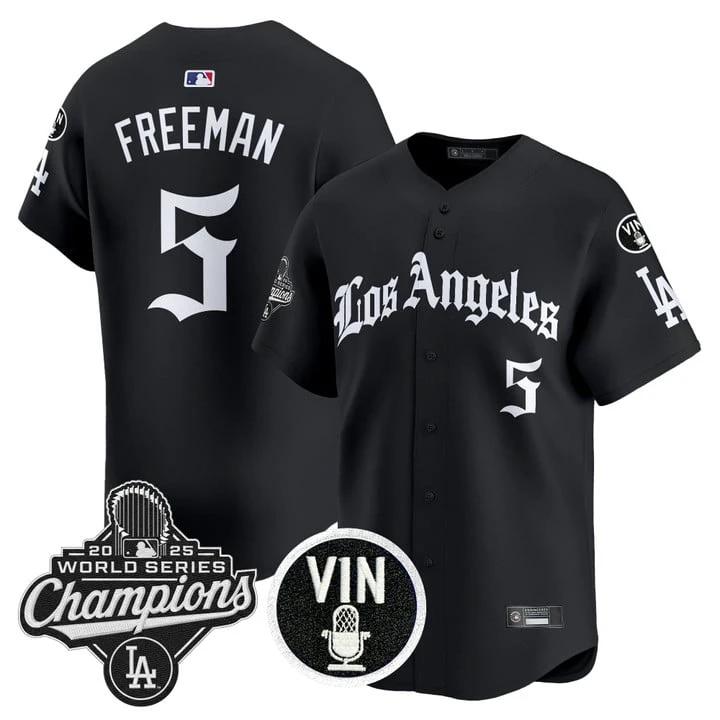 Freddie Freeman Jersey #5 Dodgers 2025 World Series Champions LA Gothic by My Store