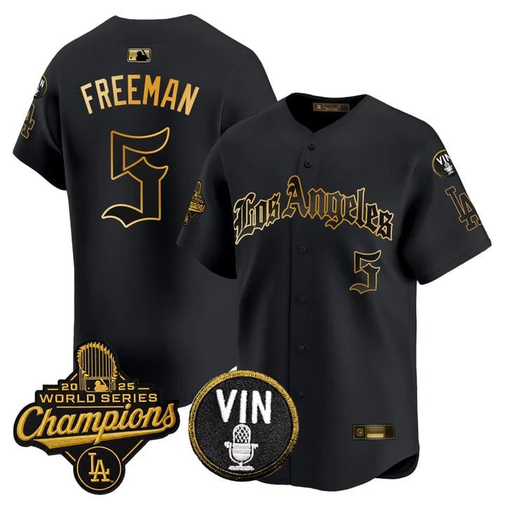 Freddie Freeman Jersey #5 Dodgers 2025 World Series Champions LA Gothic by My Store
