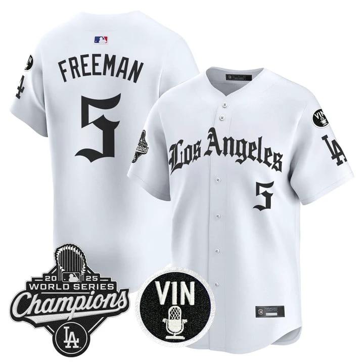 Freddie Freeman Jersey #5 Dodgers 2025 World Series Champions LA Gothic by My Store