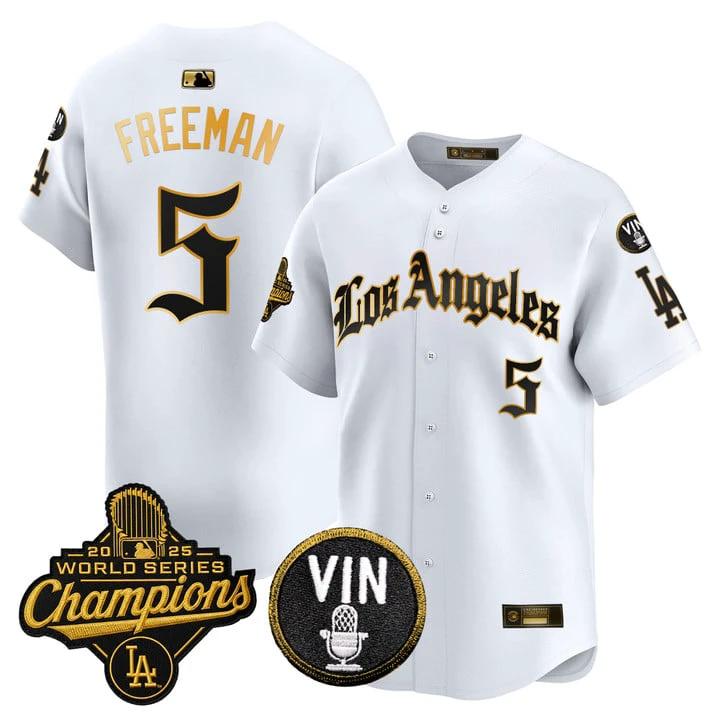 Freddie Freeman Jersey #5 Dodgers 2025 World Series Champions LA Gothic by My Store