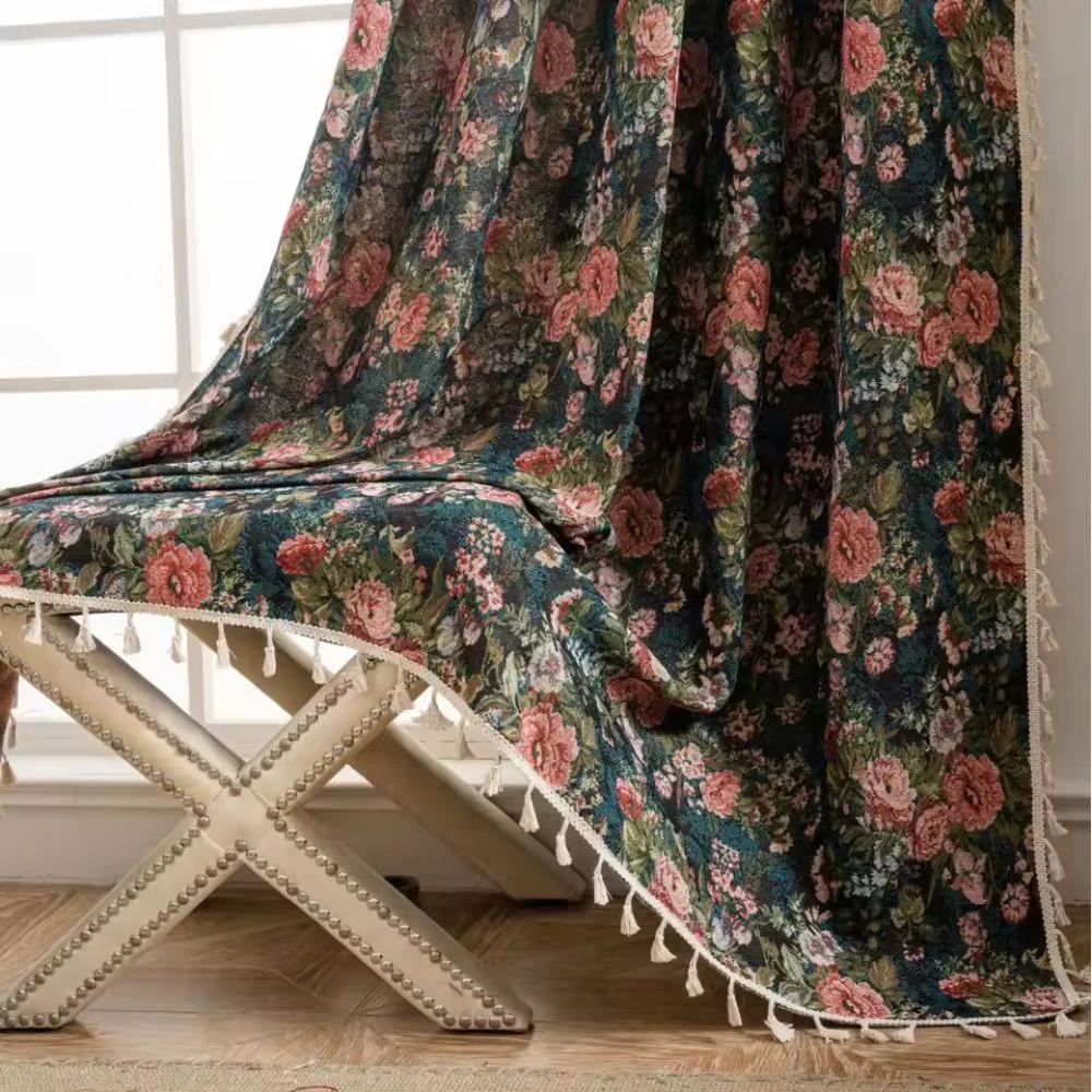 French Vintage Floral Tapestry Curtain by Casa & Beyond