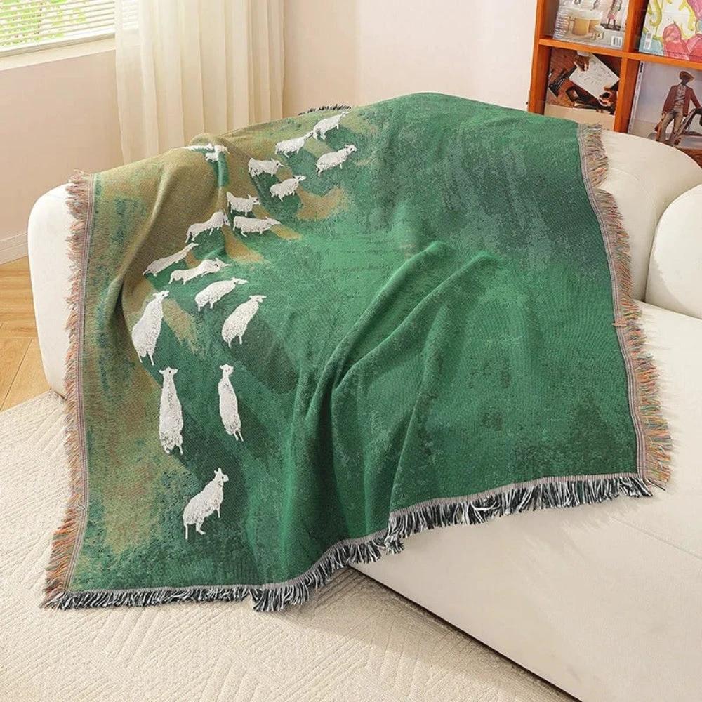 Frida Sheep Woven Throw Blanket by Casa & Beyond