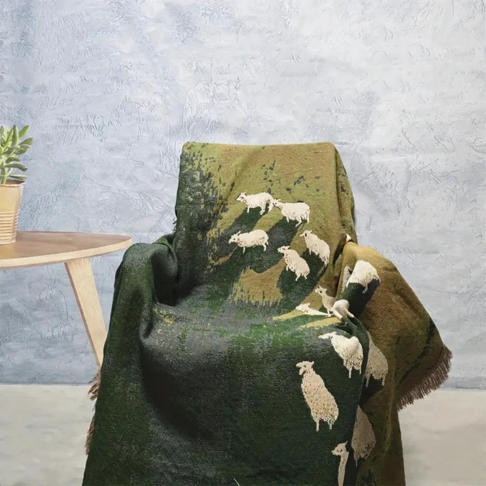 Frida Sheep Woven Throw Blanket by Casa & Beyond