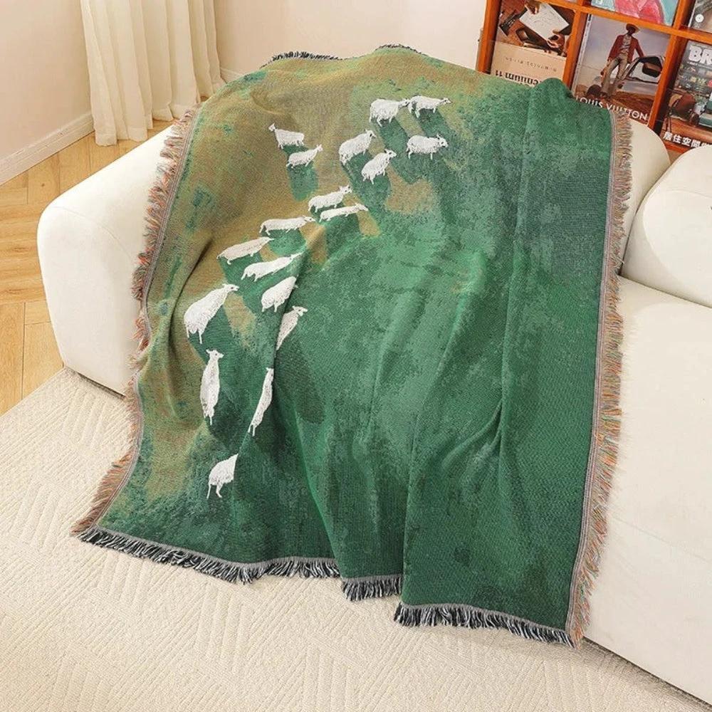 Frida Sheep Woven Throw Blanket by Casa & Beyond