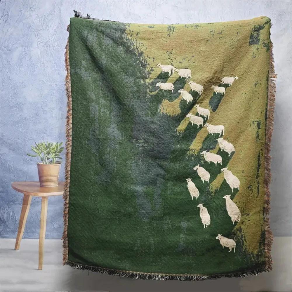 Frida Sheep Woven Throw Blanket by Casa & Beyond