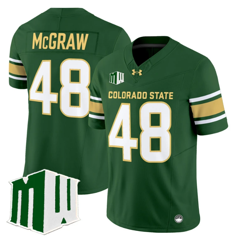 Fum McGraw Jersey #48 Colorado State Rams 2024 Stitched Green by NCAA Football Jersey