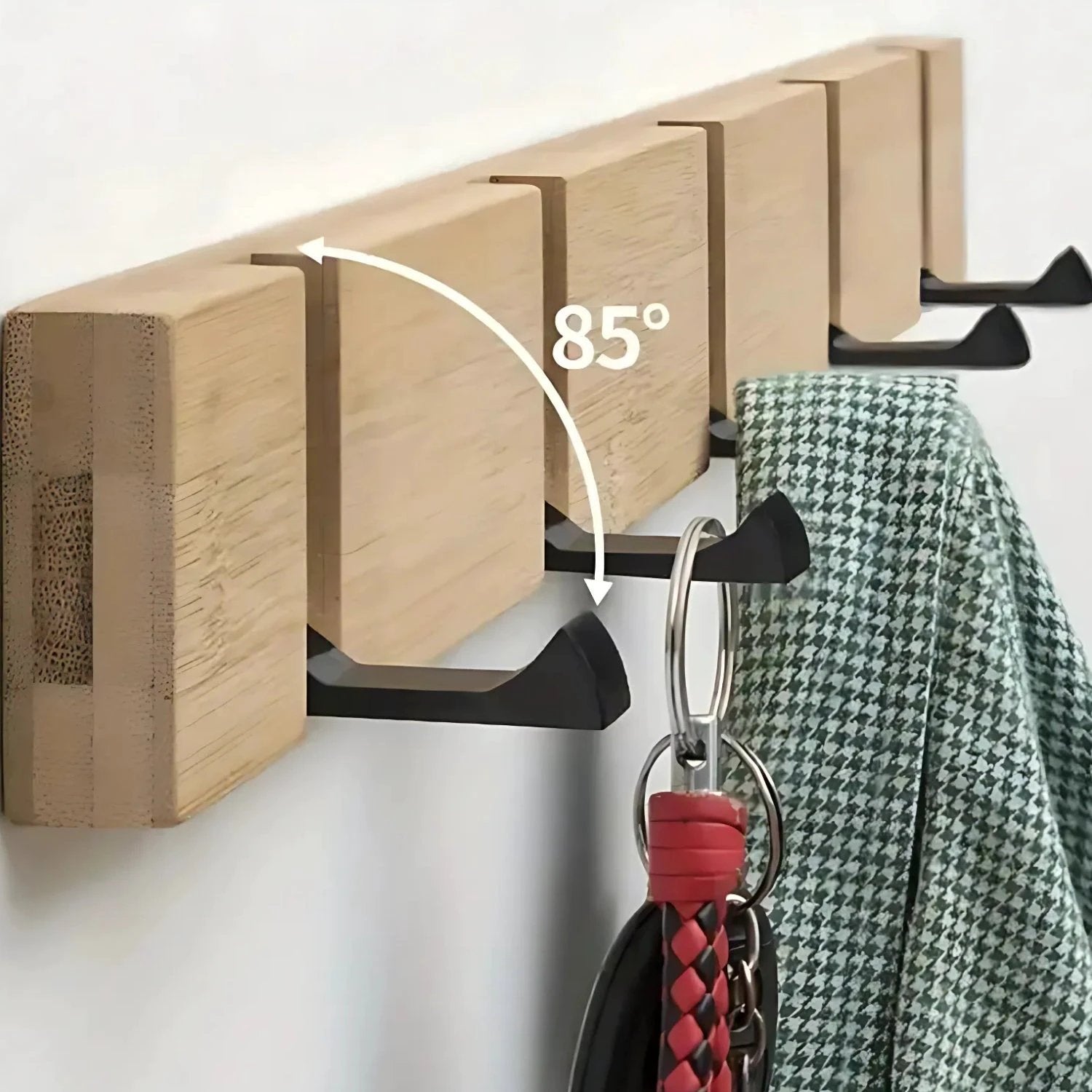 Functional Flip Wooden Wall Hook Rack by Casa & Beyond