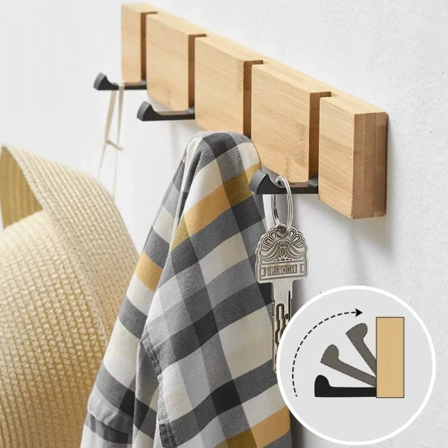 Functional Flip Wooden Wall Hook Rack by Casa & Beyond