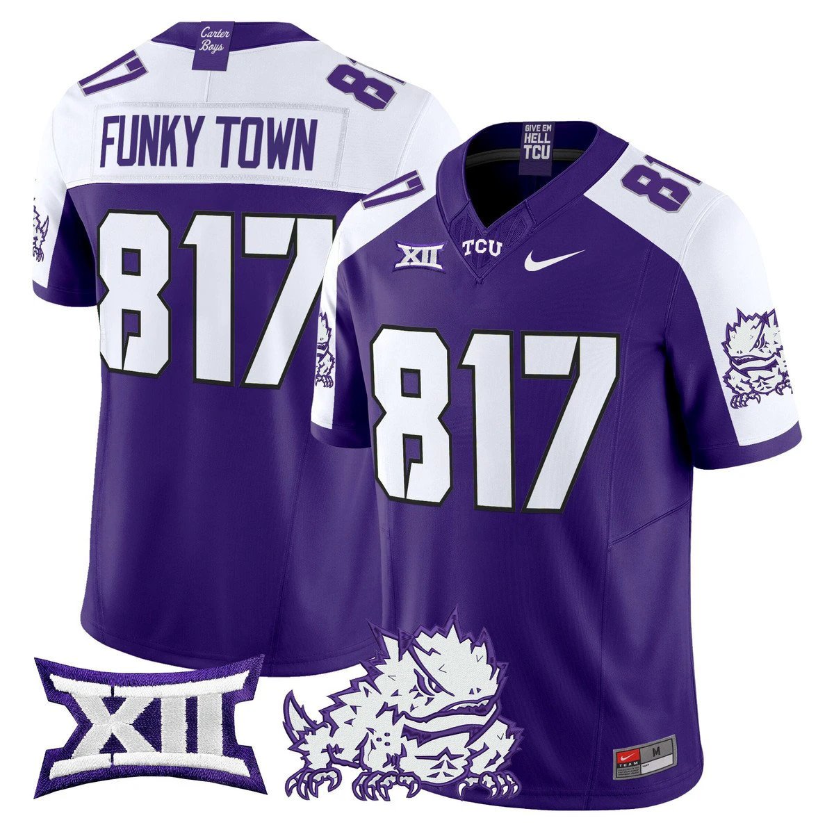 Funky Town Jersey #817 TCU Horned Frogs 2025 Vapor Limited Stitched Purple Alter by My Store NCAA Football Jerseys