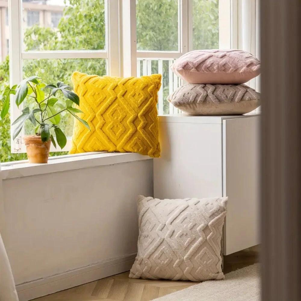 Fuzzy Diamond Pattern Cushion Cover by Casa & Beyond