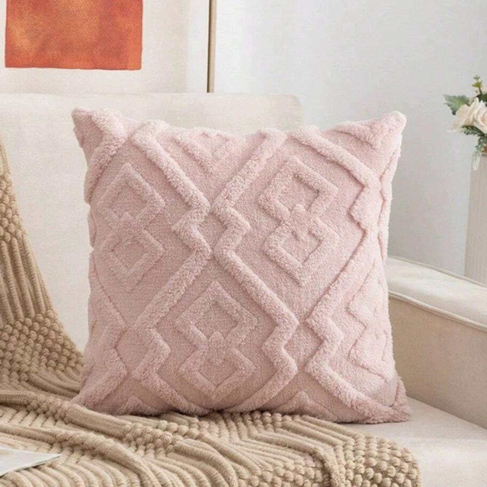 Fuzzy Diamond Pattern Cushion Cover by Casa & Beyond