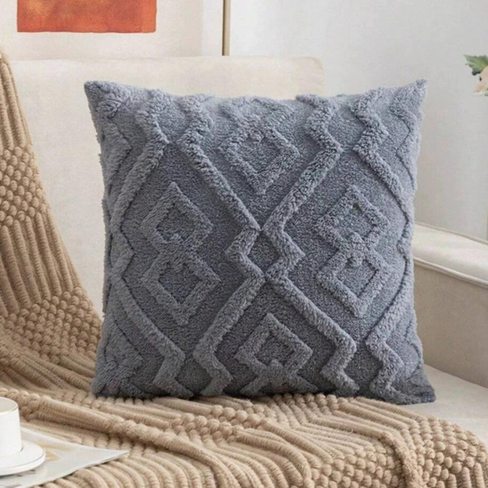 Fuzzy Diamond Pattern Cushion Cover by Casa & Beyond