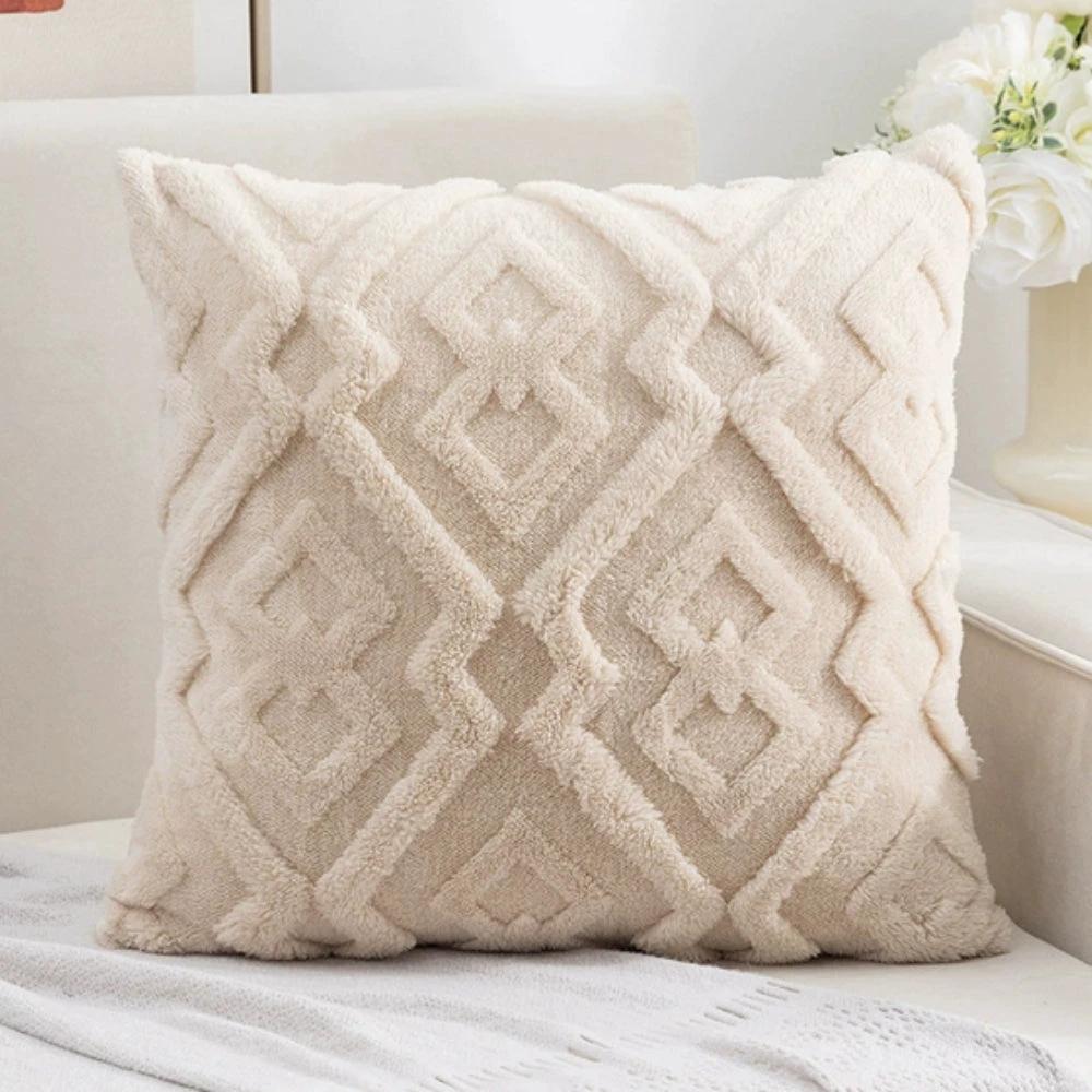 Fuzzy Diamond Pattern Cushion Cover by Casa & Beyond
