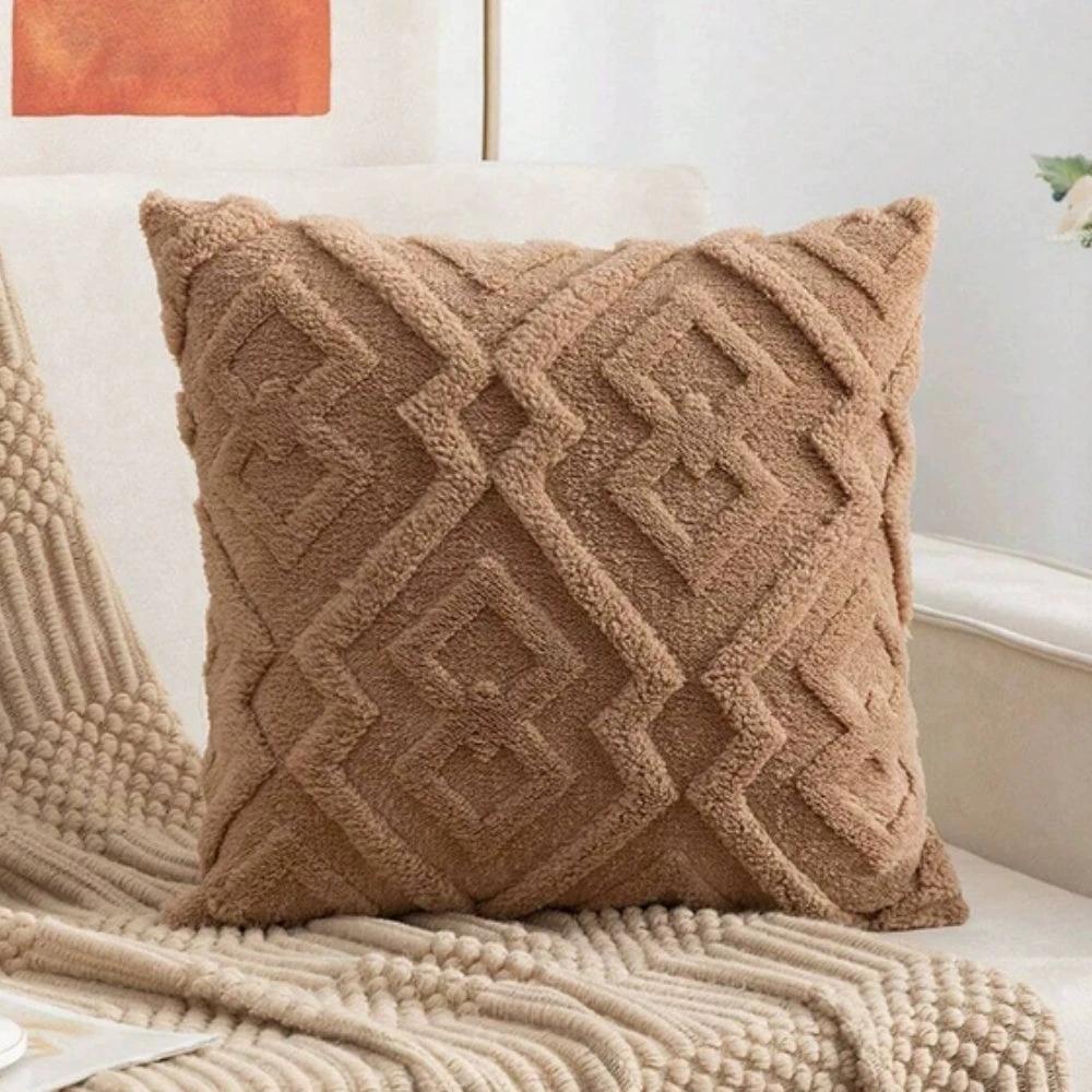 Fuzzy Diamond Pattern Cushion Cover by Casa & Beyond
