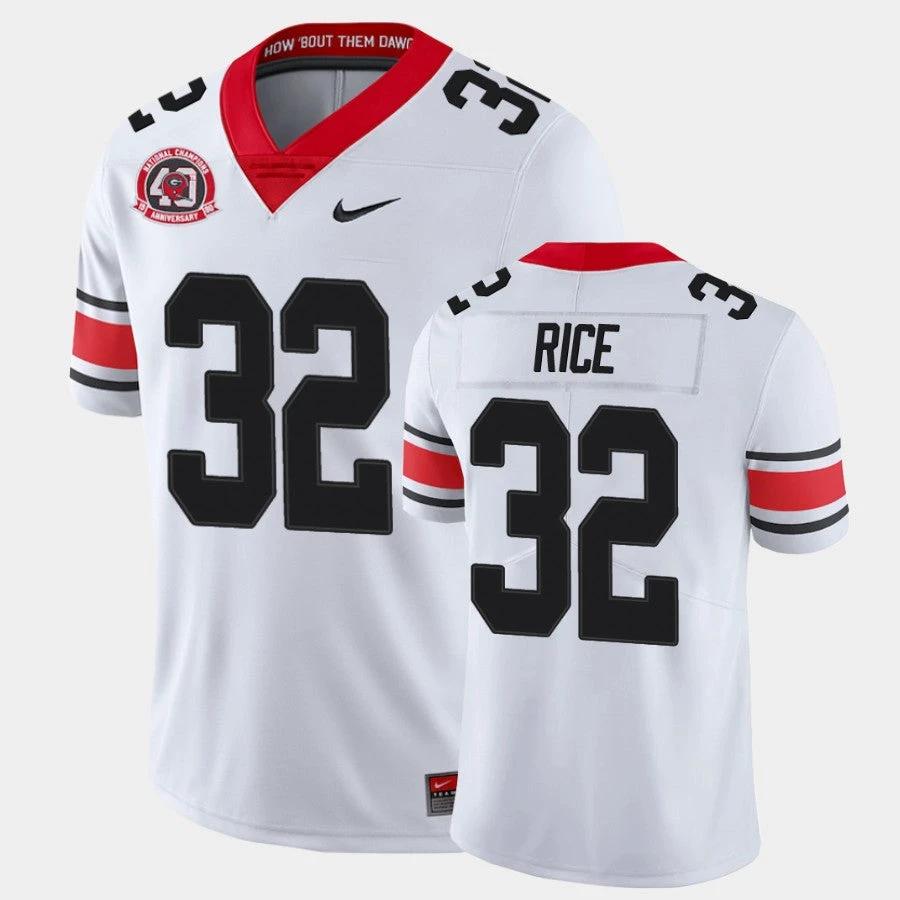Georgia Bulldogs #32 Monty Rice White College Football 40th Anniversary Alternate Jersey by My Store