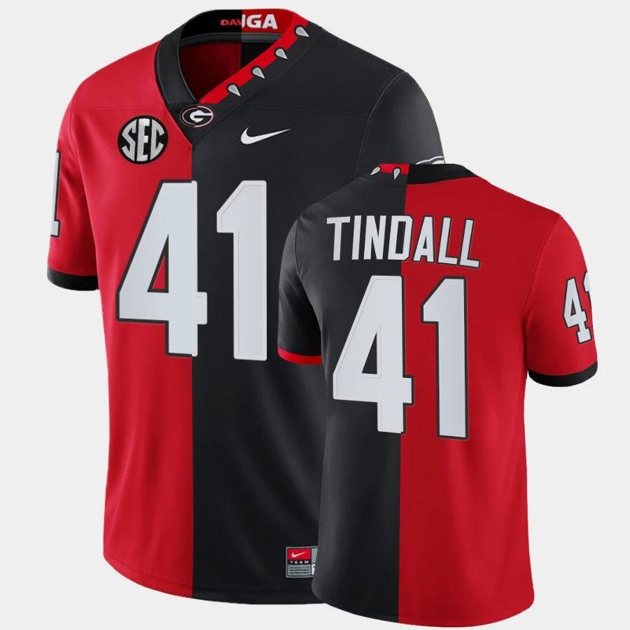 Georgia Bulldogs #41 Channing Tindall Red Black Split Edition Mascot 100th Anniversary Jersey by My Store
