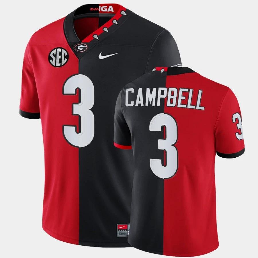 Georgia Bulldogs #3 Tyson Campbell Red Black Split Edition 100th Season Alumni Jersey by My Store