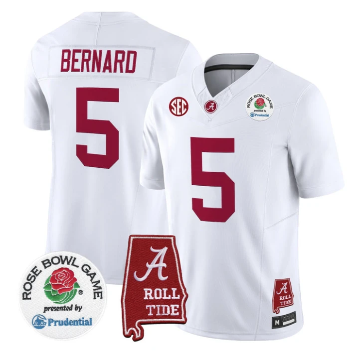 Germie Bernard Jersey #5 Alabama Crimson Tide 2026 Rose Bowl Patch Stitched by My Store NCAA Football Jerseys