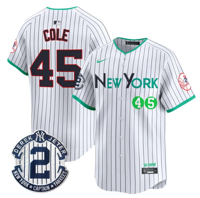 Gerrit Cole Jersey #45 New York Yankees City Connect Vapor Premier Limited Stitched Pinstripe by My Store