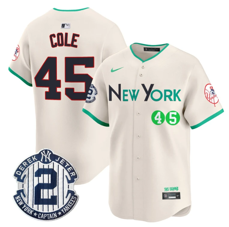 Gerrit Cole Jersey #45 New York Yankees City Connect Vapor Premier Limited Stitched Cream by My Store