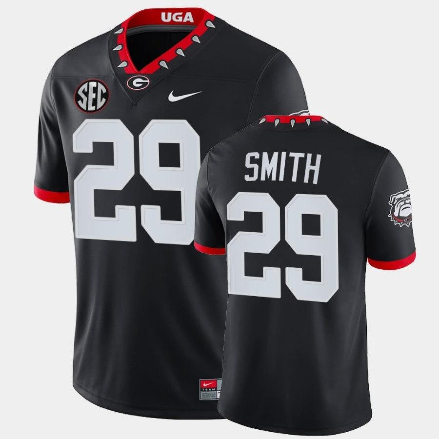 Georgia Bulldogs #29 Christopher Smith Black Mascot 100th Anniversary College Game Jersey by My Store