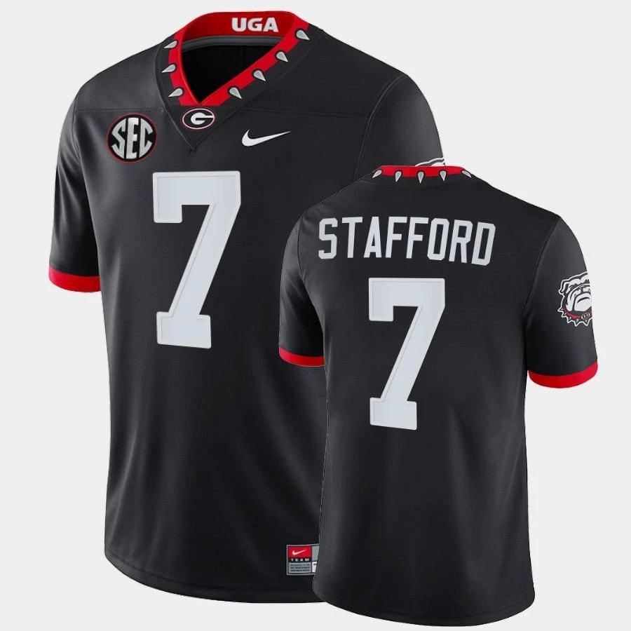Georgia Bulldogs #7 Matthew Stafford Black Mascot 100th Anniversary Alumni Jersey by My Store