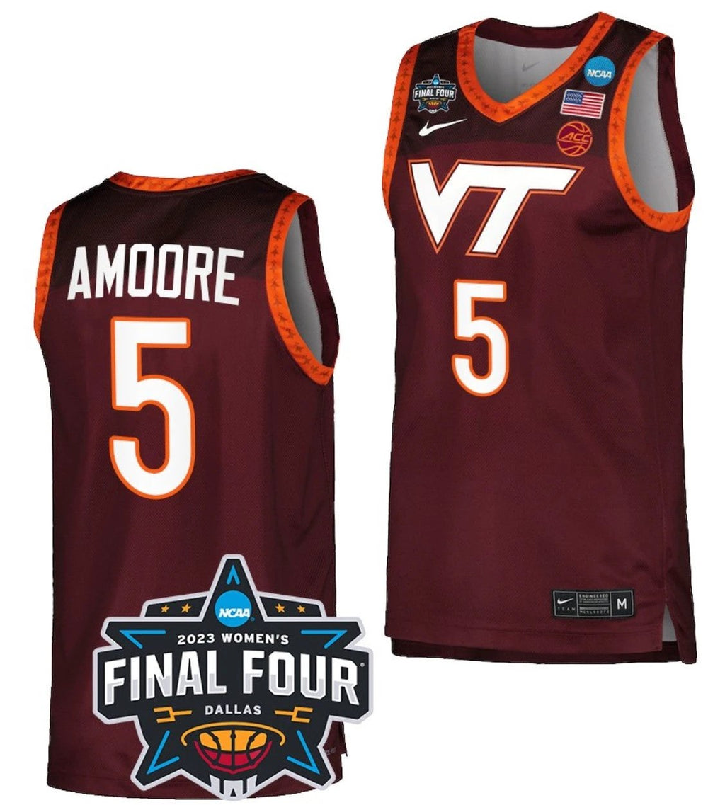 Georgia Amoore Jersey Virginia Tech Hokies College Basketball 2023 NCAA March Madness Final Four Maroon #5 by My store basketball