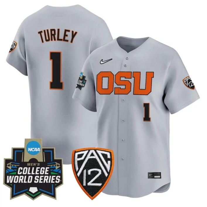 Gavin Turley Jersey #1 Oregon State Beavers 2025 World Series Stitched Gray by My Store