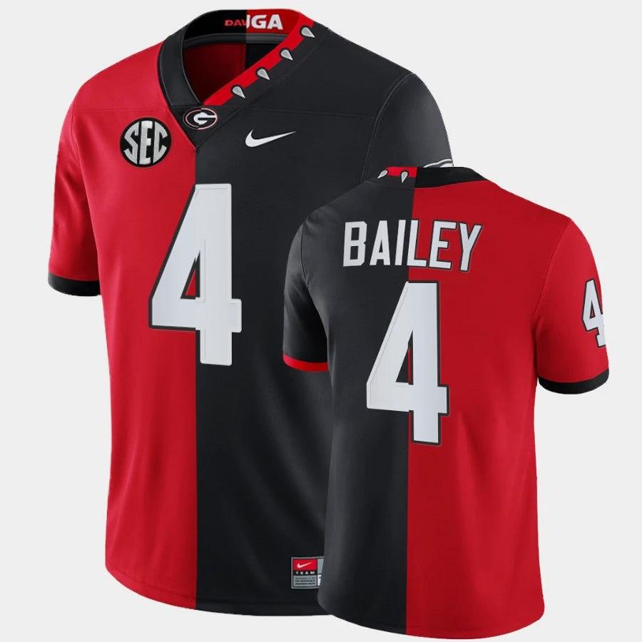 Georgia Bulldogs #4 Champ Bailey Red Black Split Edition 100th Season Alumni Jersey by My Store